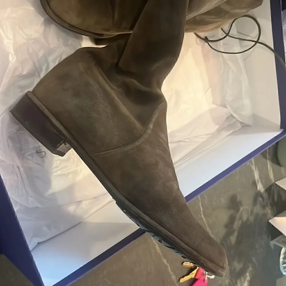 Stuart Weitzman Lowland Loden Green Suede Over The Knee boots